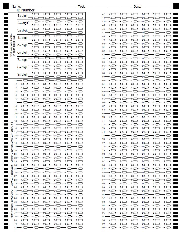 OMR Software Exam Scoring Machine & Printable Test Answer Sheet Zip